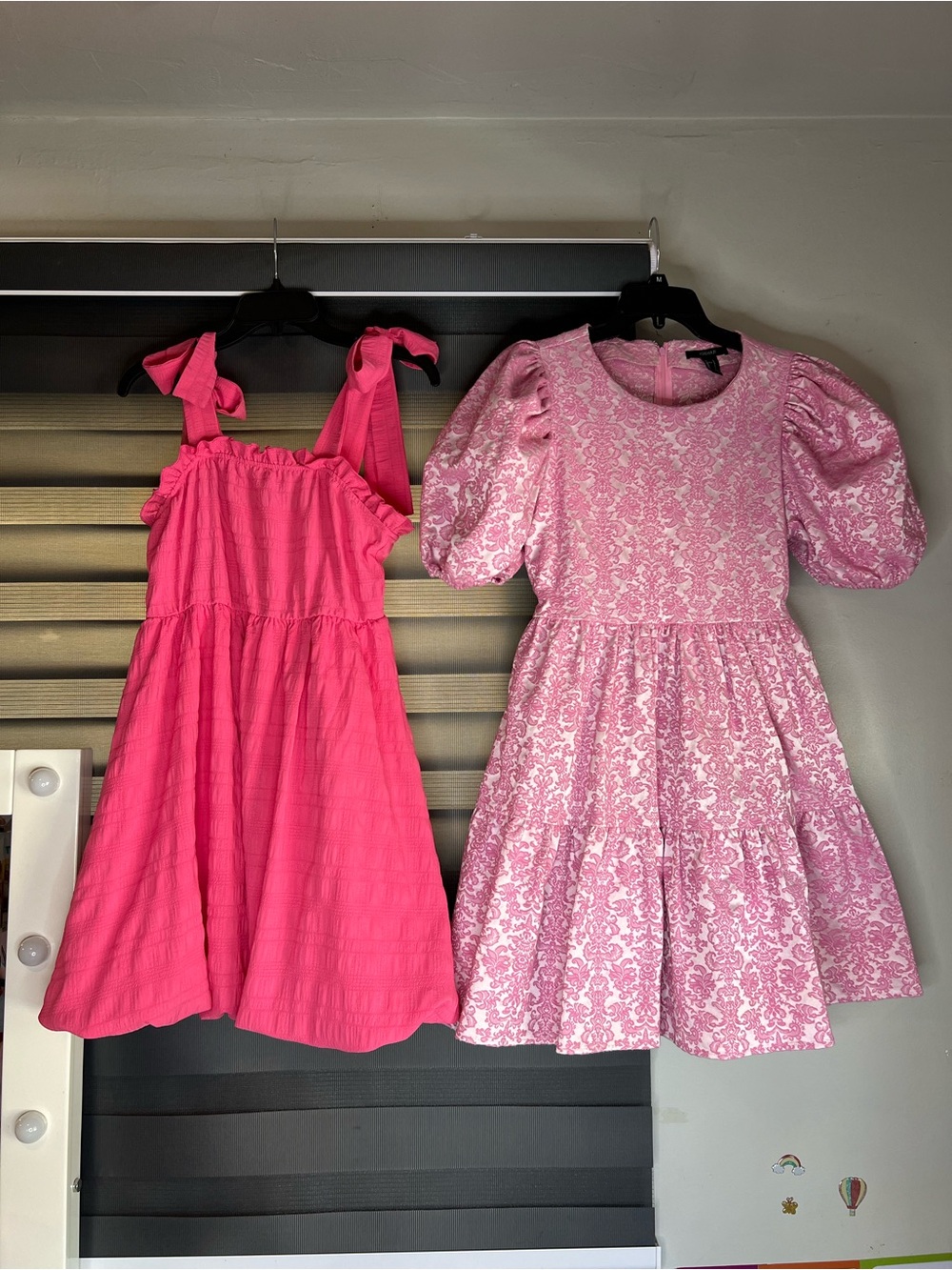 Forever 21 Pink Floral Puff-Sleeve Dress & Hot Pink Tie-Shoulder Sundress